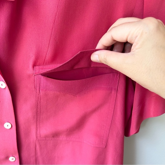 vintage Carole Little for Saint-Tropez West 100% silk button down blouse - Picture 3 of 8